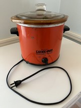 Rival Slow Cooker Crock Pot 3100/2 Flame Orange Red 3.5 Qt W Lid Vintage Works - £13.51 GBP