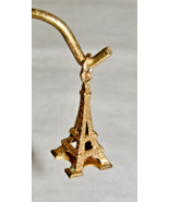 VINTAGE YELLOW GOLD-TONE 3D EIFFEL TOWER PENDANT CHARM - UNMARKED - 1.41... - $28.71