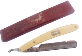 Barber razor knife ESTAS SOLINGEN 66 in aluminium 1940s ORIGINAL In box ... - $30.00