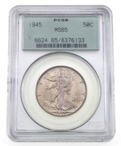 1945 50C Walking Liberty Half Dollar Graded by PCGS as MS65 Old Label - $173.25