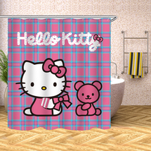 Hello Kitty Waterproof Shower Curtain Sets Bathroom Decor Curtain W/Hooks Gift - £13.42 GBP+