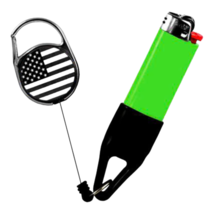 Lighter Leash Retractable Lighter Holder - Black American Flag - Standard Size - £3.98 GBP