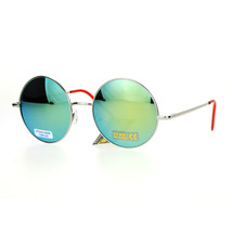 Runde Metallrahmen Sonnenbrille Spiegel Gläser UV 400 Feder Scharnier - £7.71 GBP