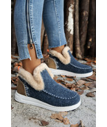 Blue Suede Stitching Patchwork Plush Lined Anklet Boots - $507.29 MXN