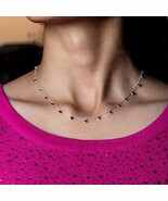 15.17 CT Fancy Black Round Moissanite Necklace, Luxury Silver Necklace F... - €97,80 EUR