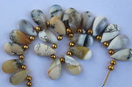 Awesome, 20 piece smooth pear DENDRITE OPAL briolette beads Size 9 x 17 mm appro - £48.46 GBP