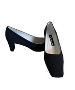 Nina Shoes Woman’s Size 8M Black Suede Pumps Leather Soles Square Toes - $712.07 MXN