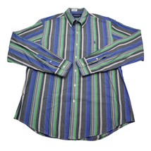 Polo Golf Ralph Lauren Shirt Men Large Blue Green Stripped Long Sleeve B... - £15.76 GBP