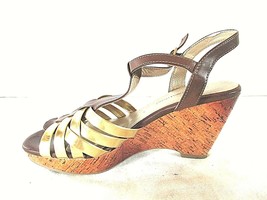 Bandolino Gold Brown Ankle Strap Strappy Wedge Sandal Shoe Women 6 M (SW... - £17.80 GBP