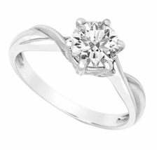 14K Oro Bianco Massiccio Brillante Rotondo Diamante Solitario Anello Pro... - £653.12 GBP