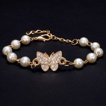 Korean Fashion Zircon Crystal Butterfly Bracelet For Women Angel Wings Moon Star - £9.81 GBP