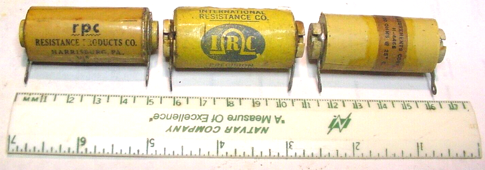 3 NOS IRC 40 Ohm, Meas. Corp 9000 Ohm, RPE 1.960 MOhm Wire Wound  Meter ... - $8.27