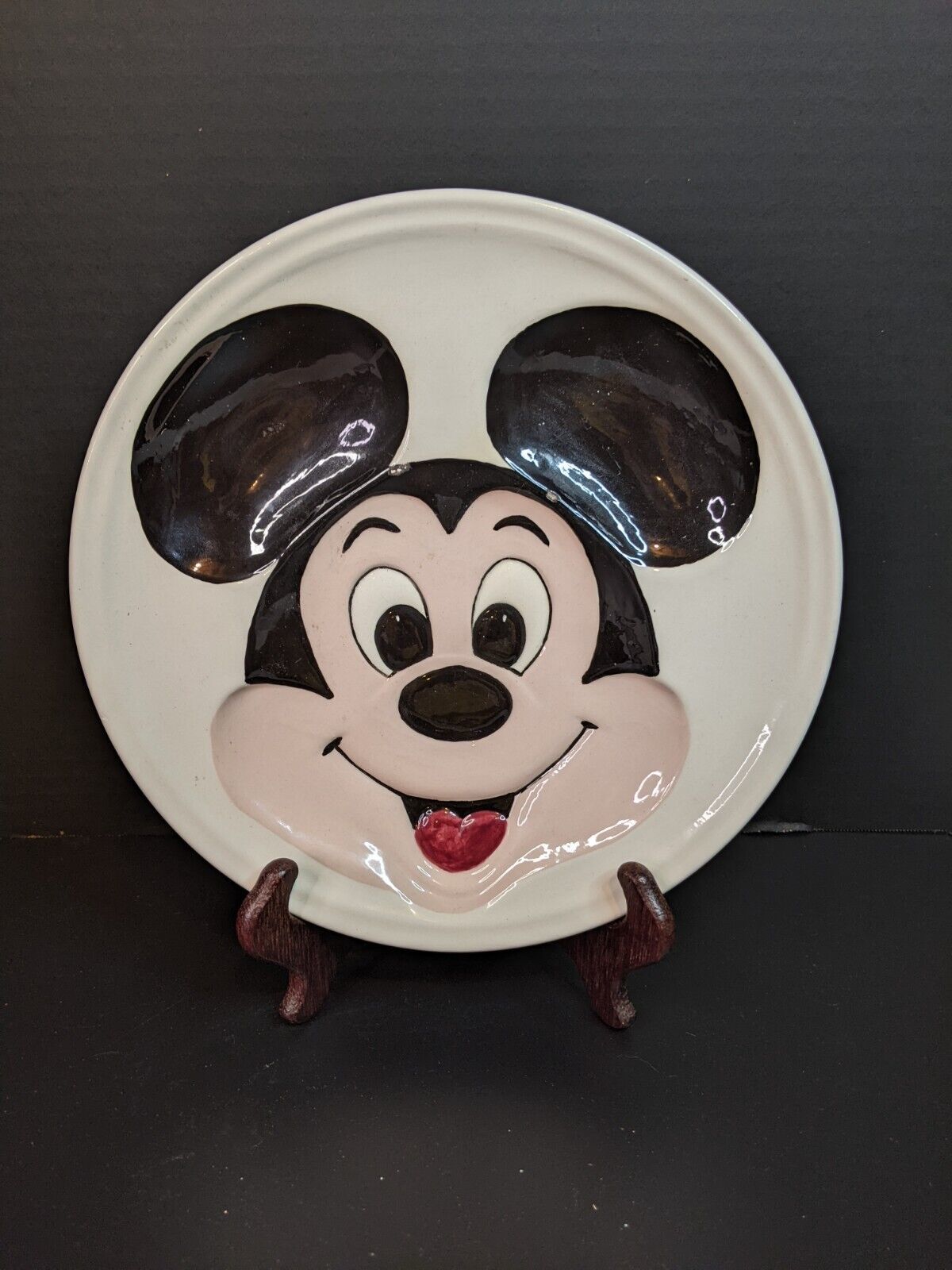 Primary image for Vintage Walt Disney Mickey Mouse Ceramic Plate Hand Painted