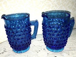 Vintage Fenton Hobnail 3&quot; Creamer Syrup Individual Size Beaded Rim Colonial Blue - $30.00