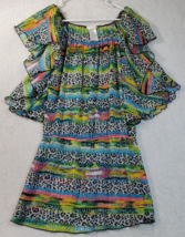Jessica Simpson Fit &amp; Flare Dress Womens Small Multi Animal Print Flared Sleeve - £13.14 GBP