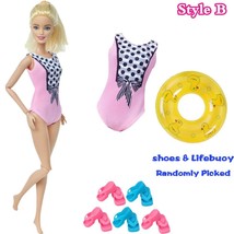 7 Pcs/Set Doll Swimsuit Bikini + 1x Random Swim Ring + 5x Mix Pink Blue Slippers - £12.02 GBP