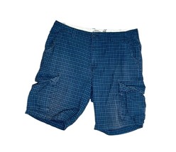 Old Navy Blue Plaid Broken In Cargo Shorts 100% Cotton Size 36 - £7.01 GBP