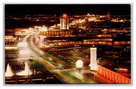 Bird&#39;s-eye view Downtown Night Las Vegas Nevada NV UNP Chrome Postcard B20 - $3.91