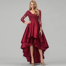 Fabulous Ruffle Long Sleeve Evening Dresses Elegant for Wedding Beaded Front Sho - £314.53 GBP