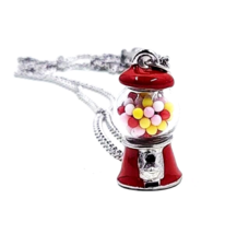 Gumball Machine Necklace - Retro Candy Jewelry - Bubble Gum - Charm - Miniature - £14.67 GBP