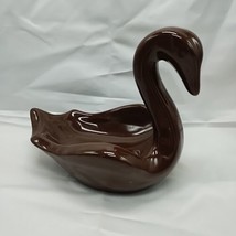 Vintage Brown Ceramic Swan Soap Dish 7&quot; - £22.34 GBP