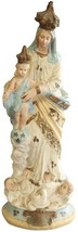 Antique Sculpture Religious Our Lady of Victory Madonna Cream Sky Blue - £132.89 GBP