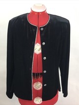 Ronni Nicole By Ouida Black Velour Rhinestone Buttons Trim Jacket Women&#39;... - £19.40 GBP