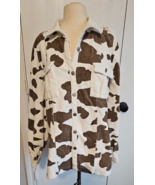 Bibi Women&#39;s Long Sleeve Shirt Jacket SMALL Cow Print Corduroy Brown Whi... - $58.04