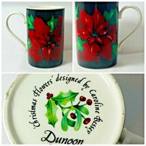 Dunoon Caroline Bessey Stoneware Coffee Mug "CHRISTMAS FLOWERS" POINSETTIA Cup - £14.07 GBP