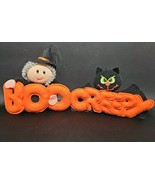 Vintage Russ Berrie Halloween Felt Witch BOO and Bat CREEPY Ornaments - $30.25