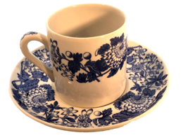 Spode Blue &amp; White Aster Demitasse Cup &amp; Saucer Blue Room Reproduction - $29.99