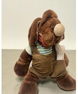 Wrinkles the Dog Plush Hand Puppet 15&quot; Vintage Ganz Bros overalls 4070085 - €21,21 EUR