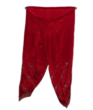 Vintage Embroidered, Beaded Red Silk Harem Baggy Gypsy Boho Hippie Pants Unisex - £19.52 GBP