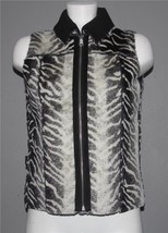 LISA INTERNATIONAL Animal Zebra Print Soft Faux Fur Zipper Vest Wm&#39;s S EXC - $23.99