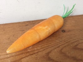 Vintage Orange Alabaster Stone Marble Carrot Vegetable Veggie Decor Figurine 5&quot; - £31.45 GBP