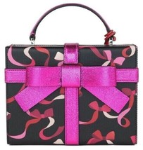 NWB Kate Spade Wrapping Party Gift Box Black Pink Leather K4671 Dust Bag FS - £123.48 GBP