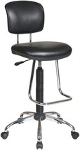 Office Star Pneumatic Drafting Chair with Casters and Chrome Teardrop Footrest, - £167.54 GBP