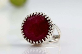 925 Argento Sterling Naturale Certificato 7 Ctw Ruby Gemma Stile Vittoriano Ring - £67.15 GBP
