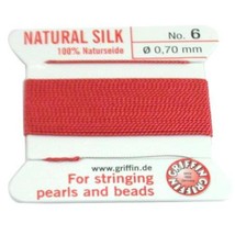 Griffin Coral Silk Bead Cord #6, 2 Meters, .70mm, Pack of 2 - £9.12 GBP