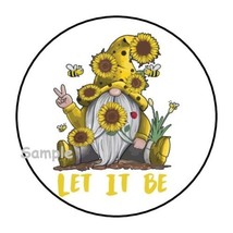 30 Gnome With Sunflowers Envelope Seals Labels Stickers 1.5&quot; Round Bees Peace - £5.88 GBP