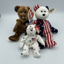 Lot of 3 TY Beanie Babies USA Patriotic Spangle, Glory &amp; FIFA USA World Cup 2002 - £7.72 GBP