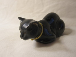 1970's Avon Bottle: 'Here's My Heart' Black Cat w/ Gold Collar laying down  - $12.00