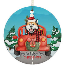 Akita Dog Ornament Gift Decor Fur Baby&#39;s First Christmas Cute Puppy Dogs Lover - £13.47 GBP