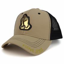 Trendy Apparel Shop High Frequency Praying Hands Structured Meshback Cap - Khaki - £11.85 GBP