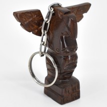 Hand Carved Ironwood 3D Eagle Totem Wood Folk Art Native American Theme Keychain - £12.65 GBP