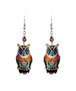 Colorful Owl Earrings for Women  Boho Dangle Animal Jewelry, Artistic B... - $17.81