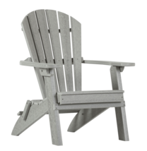 Adirondack Chair - Gray Folding Fan Back With Cup Holder All Weather Amish Usa - £383.68 GBP