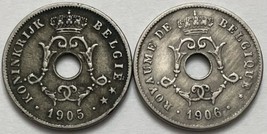 1905 &amp; 1906 Belgium 10 Centimes Coins Dutch &amp; French Text - £5.53 GBP