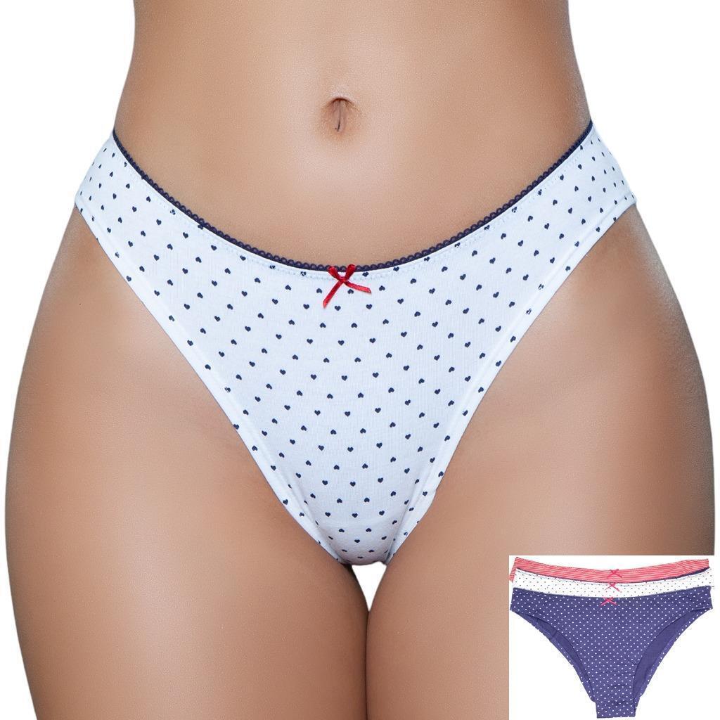 Primary image for Jersey Brief Panty Heart Print Picot Trim Mini Bow 3 Color Pack Panties 2203B
