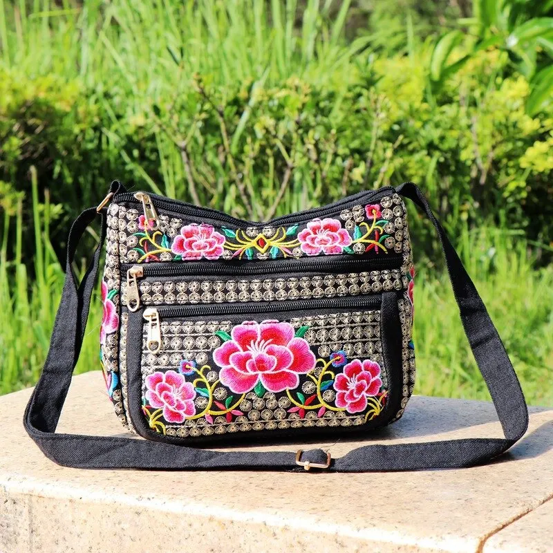 New Ethnic Style Embroidery Women Bag Large Capacity Embroidery Canvas Ladies Ad - $63.45